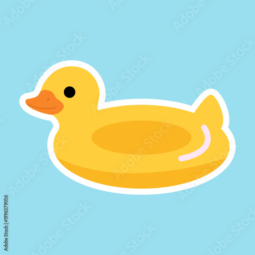 Duck inflatable swim ring sticker, yellow pool float, summer water toy design