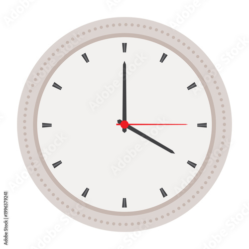 Vector Illustration of an Isolated Wall Clock Face on a White Background