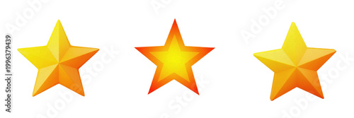 Set and collection of star shape isolated on white transparent png background