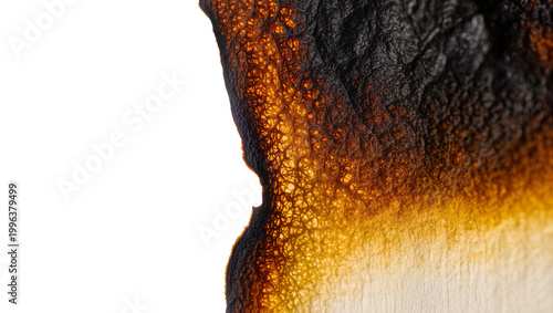 Schilderij op canvas Charred paper edge with cracked texture, isolated on transparent background
