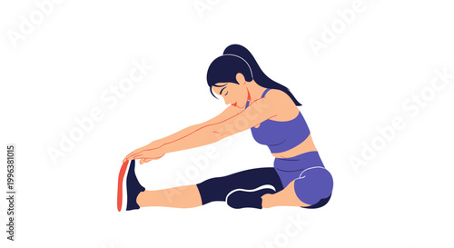 A woman in athletic wear stretching her legs in a seated position