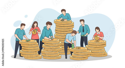 Business Teamwork for Collective Financial Growth and Investment Concept