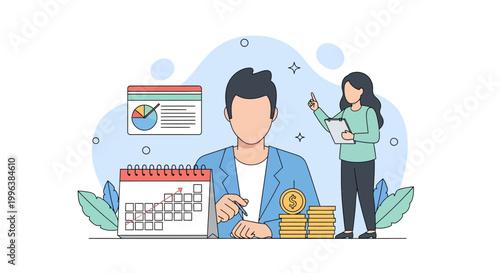 Business Team Planning Financial Growth and Investment Strategy Flat Vector Illustration