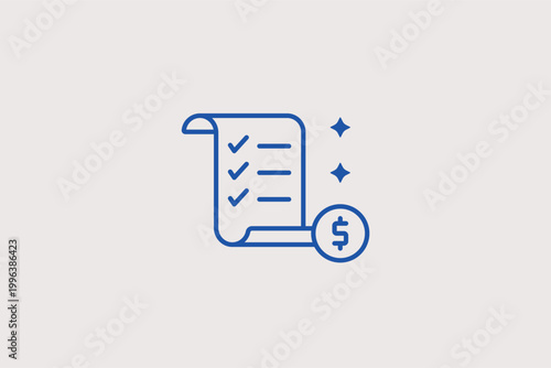 Bill receipt line icon for financial accounting and purchase verification. Precise vector illustration for expense tracking tools and tax reporting software.