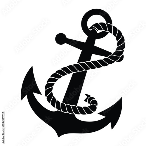 anchor with rope wrapped around it silhouette high quality professional detailed modern elegant stylish