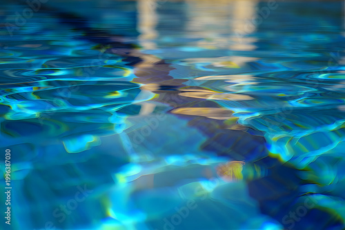 Vibrant blue water surface with shimmering reflections and ripples