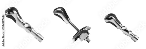 Set and collection Manual Car Gear Shifter isolated on white transparent png background