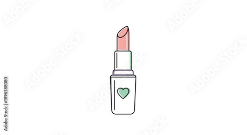 Cute lipstick icon with heart design in pastel colors vector