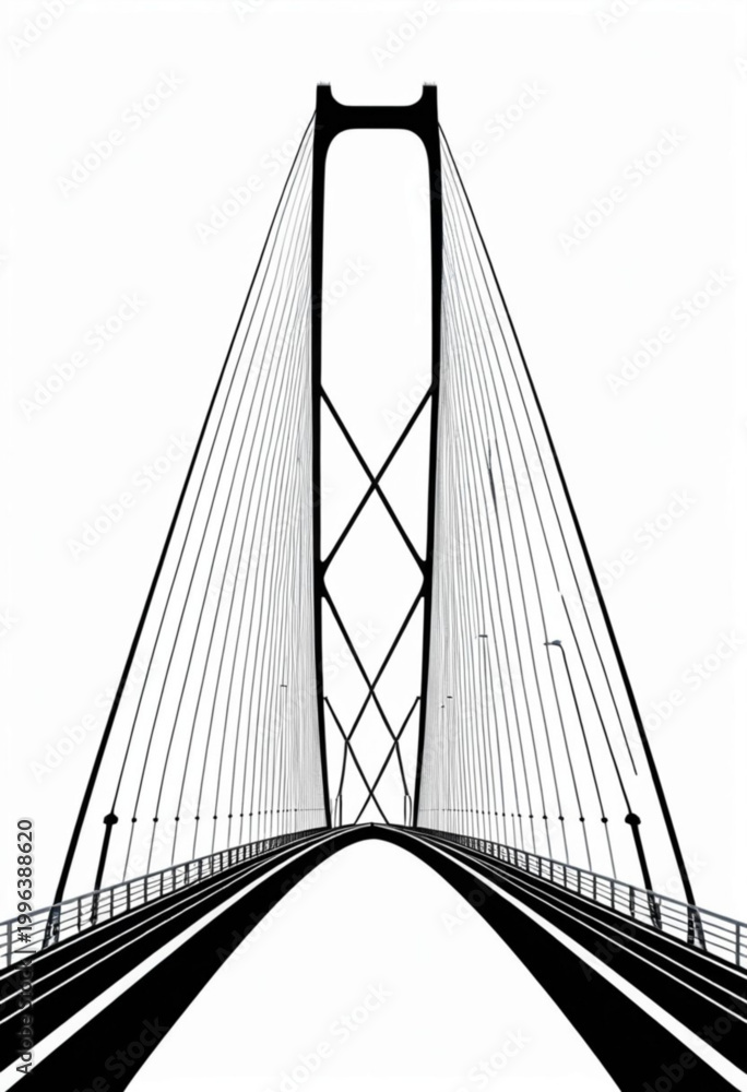 Fototapeta premium Black and White Suspension Bridge