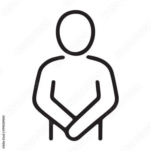 Man with hands folded in front for respect and formal pose minimalist line icon