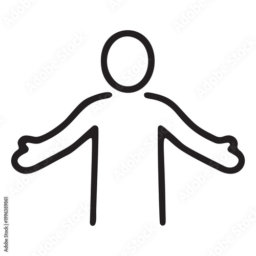 Man with open arms and hands for welcome and honesty minimalist line icon