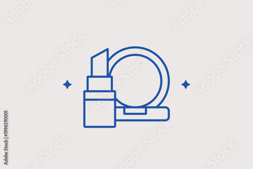 Cosmetics line icon for beauty products and makeup departments. Aesthetic vector illustration for skincare branding and professional makeup artist portfolios.