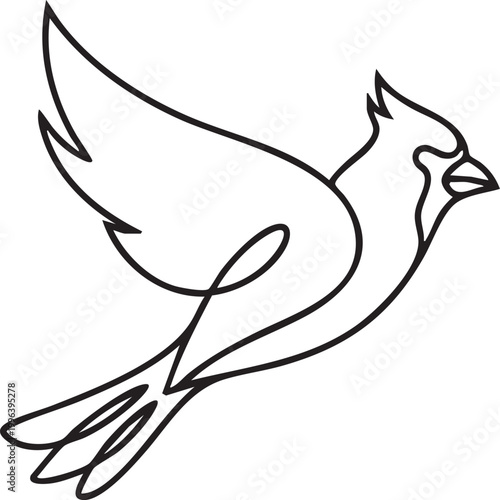 Minimalist Cardinal Bird in Flight Silhouettes and Line Art Logo