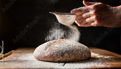 sourdough bread preparation dusting with flour for baking