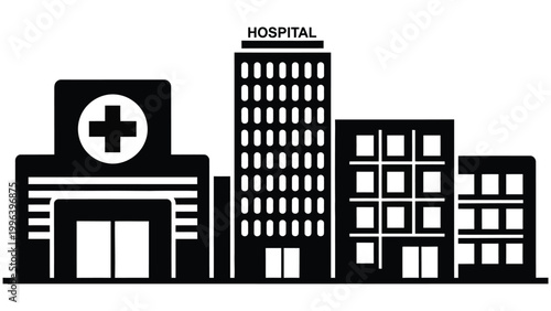 Hospital building icon with health center treatment center medical facility hospital building entrance