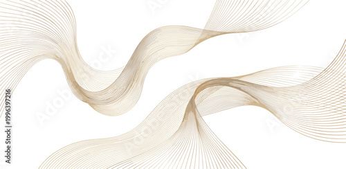 Elegant golden wavy lines create a sophisticated abstract background, perfect for modern design projects, offering a sense of fluid motion and luxurious texture