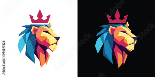 head lion logo vector. lion head in geometric. head lion origami