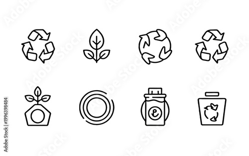 Environmentally friendly recycling and eco-friendly icons.