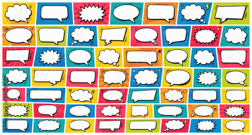 Chat Balloon Mix Pack. Comic Speech Bubble SVG Vector Set with Blank Pop Art Callouts, Retro Dialogue Balloons, Burst Labels and Cartoon Panel Elements, chat balloon mix, mixed speech bubbles
