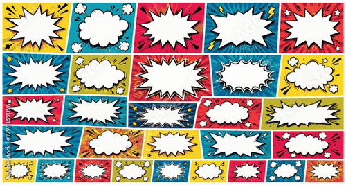 Mega Burst Labels Pack. Comic Speech Bubble SVG Vector Set with Blank Pop Art Callouts, Retro Dialogue Balloons, Burst Labels and Cartoon Panel Elements, mega burst labels, large comic explosions