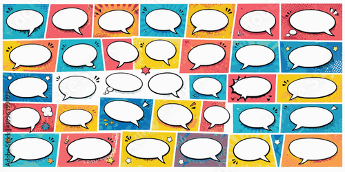 Oval Callout Bubbles Pack. Comic Speech Bubble SVG Vector Set with Blank Pop Art Callouts, Retro Dialogue Balloons, Burst Labels and Cartoon Panel Elements, oval speech bubbles, rounded callouts