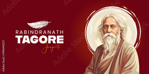 Rabindranath Tagore Artistic Vector Portrait for Cultural and Literary Design