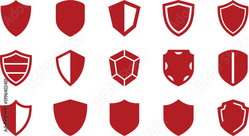 Security Shield Icons Set Protection Minimalist Silhouette Flat Vector Logo UI UX Design