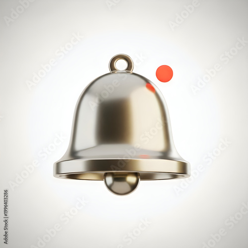 Metallic bell icon with notification dot notification metallic reminder