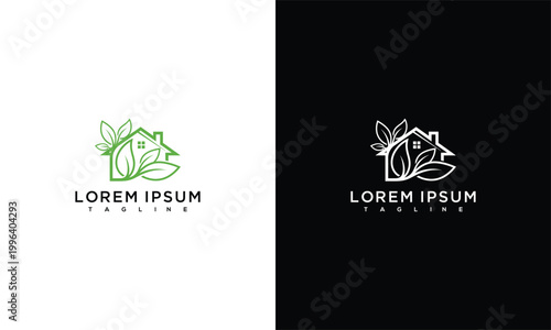 Green House Logo With Leaves