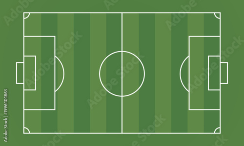 Top View Green Soccer Field and Football Pitch Illustration