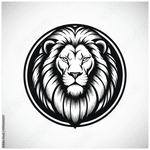 Black and white lion head drawing.