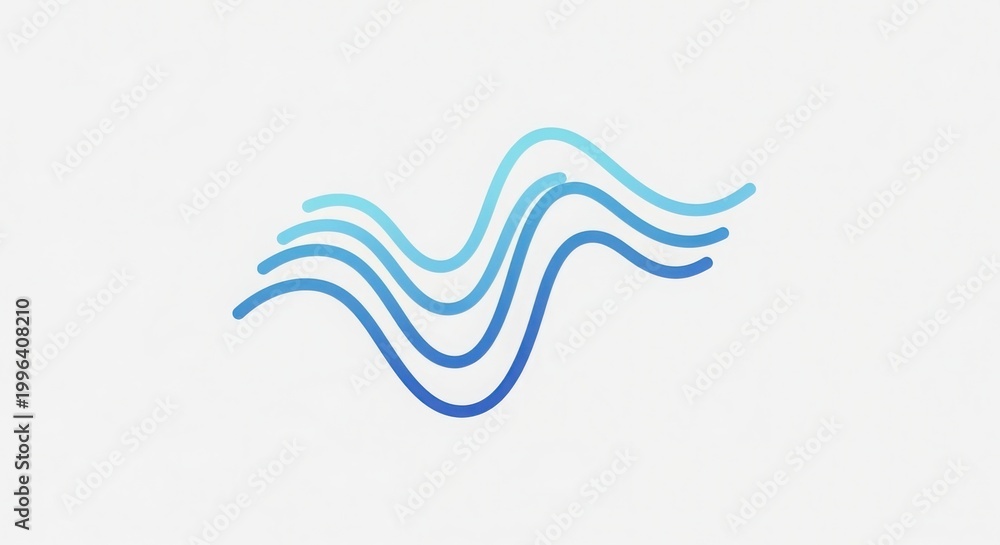 Fototapeta premium abstract fluid wave line art in teal and cyan gradient on white background