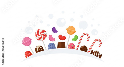 Vector illustration of assorted candies and lollipops