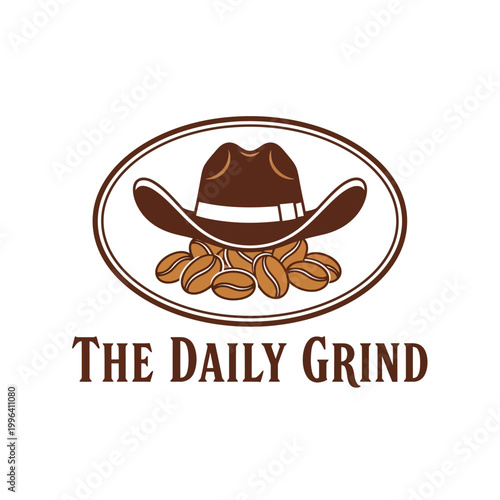 The Daily Grind Cowboy Hat Coffee Beans Logo.
