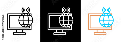 Internet on white and black background