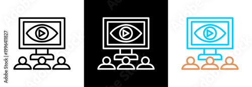 Viewers on white and black background