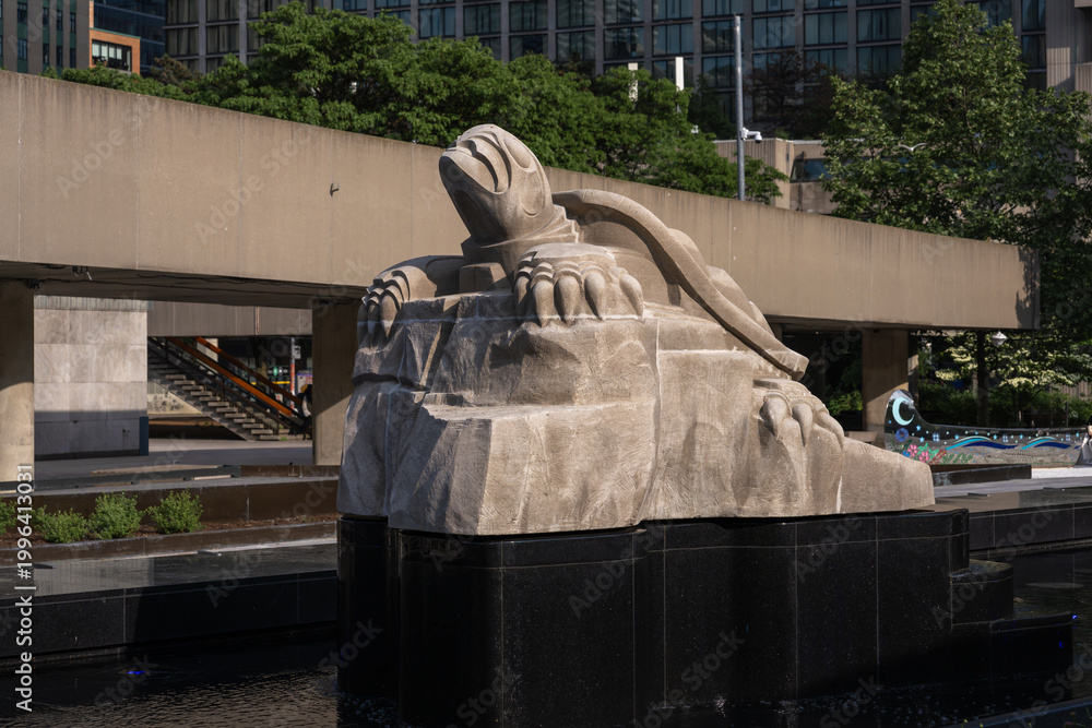 Fototapeta premium Turtle Sculpture in Spirit Garden at Nathan Phillips Square - Toronto, Ontario, Canada