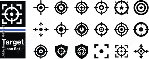 Aim target icon set. Gun target, focus, sniper, shoot.