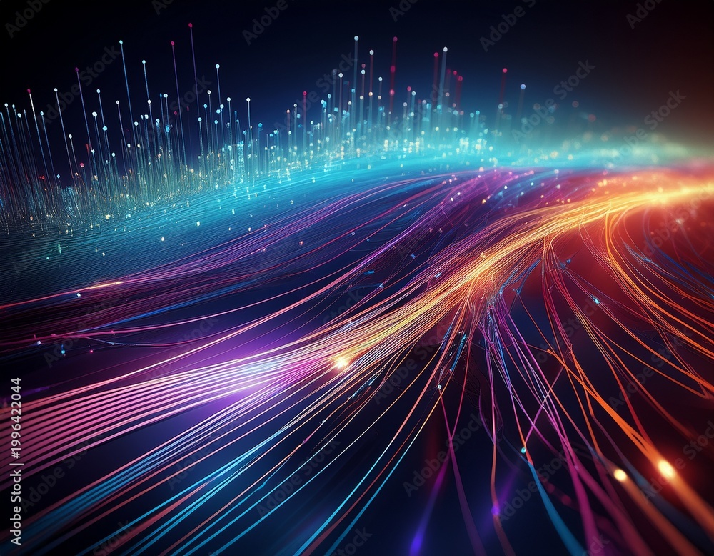 Fototapeta premium fiber optic cables data connections background