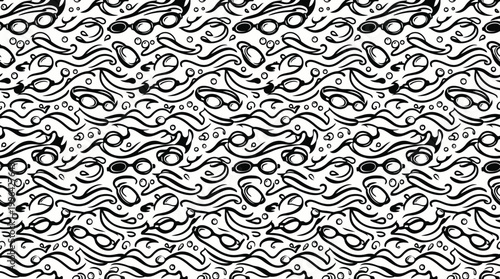 Monochrome Abstract Wave Pattern with Interlocking Lines and Swirls Across Background.