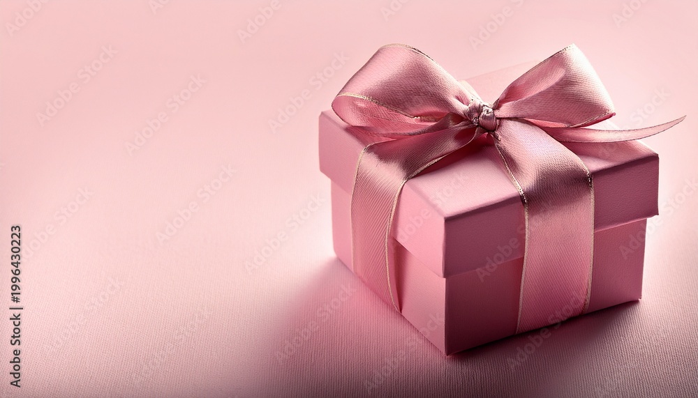 Obraz premium pink gift box with ribbon