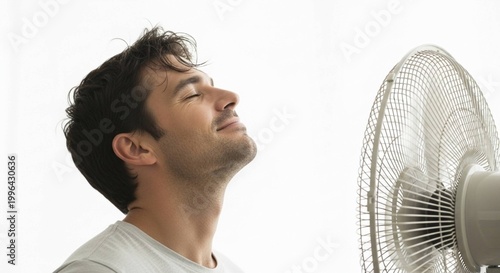 man with a fan