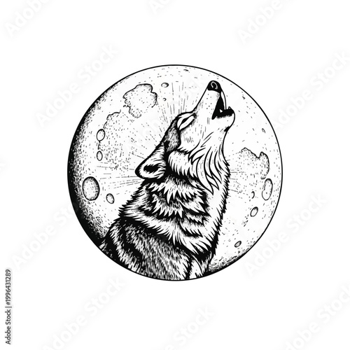 Wolf howling at the moon animal 1.