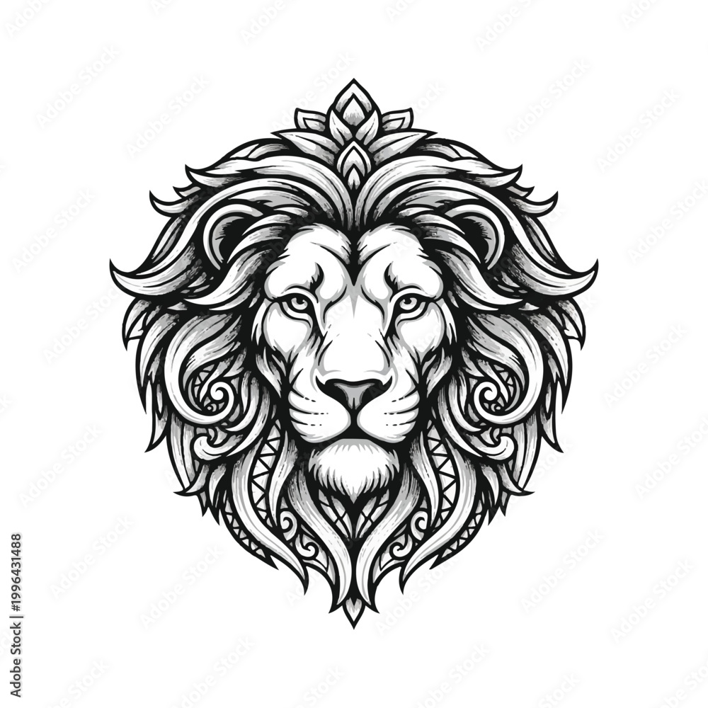 Obraz premium Detailed Lion Face with Ornate Design.