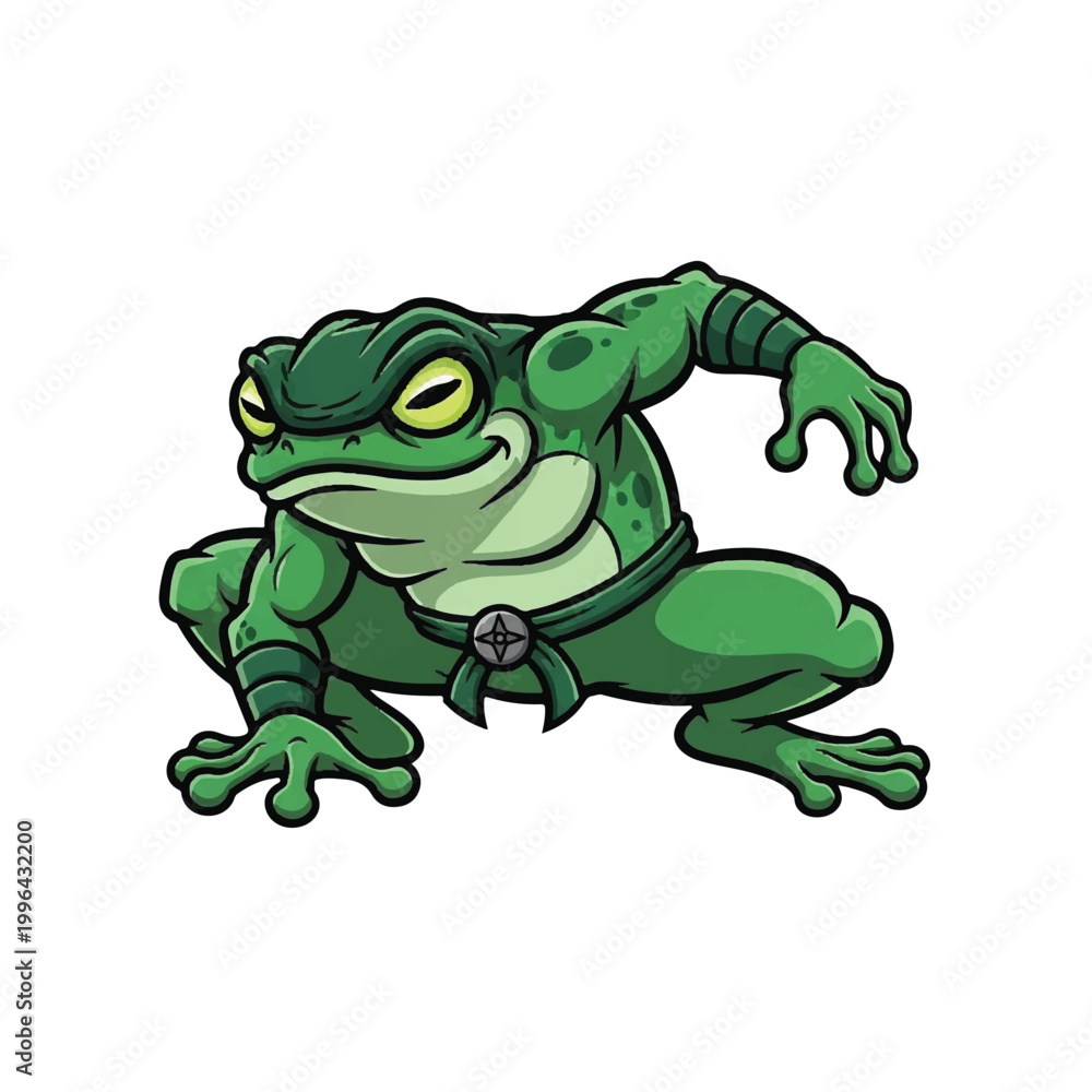 Fototapeta premium Cartoon Frog Wearing Warrior Costume.