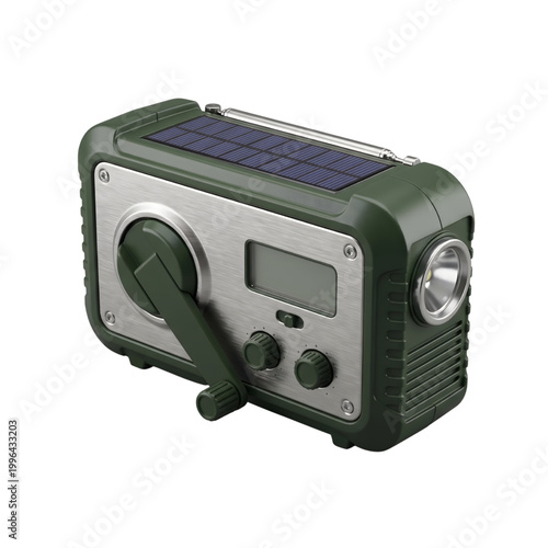 Premium Hand Crank Emergency Radio Isolated on Transparent Background, High Quality Portable Survival Device