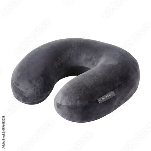 Premium Neck Pillow Isolated on Transparent Background, High Quality Travel Comfort Accessory