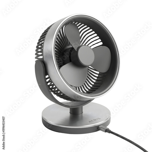 Premium USB Desk Fan Isolated on Transparent Background, High Quality Portable Cooling Device