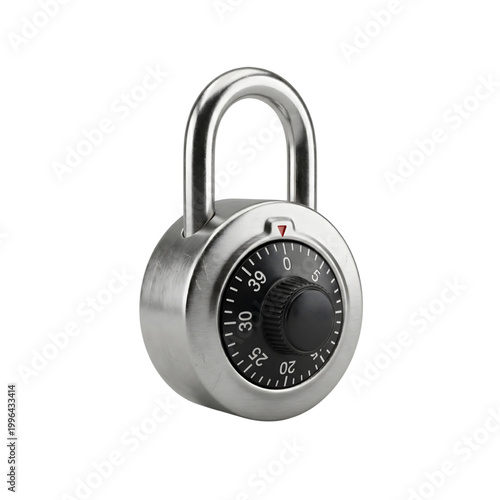 Premium Combination Lock Isolated on Transparent Background, High Quality Security Padlock