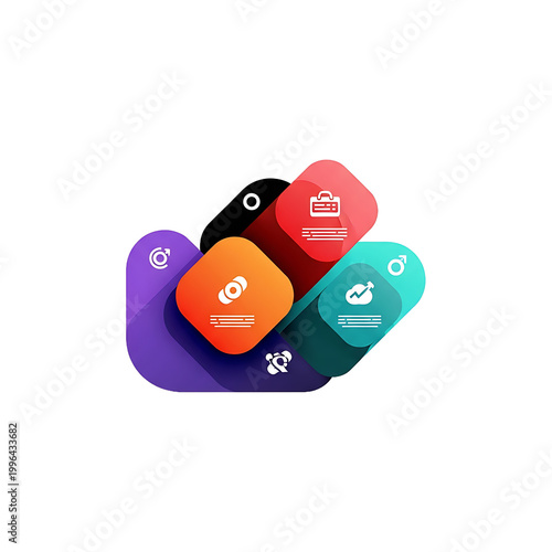 Colorful icons on rounded squares.
